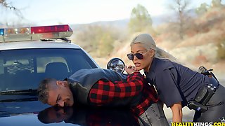 Naughty police woman Bridgette B catches bad guy Charles Dera