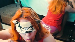 Ginger Redhead Teen Woke me Up for a Blindfold Blowjob in Night Mask