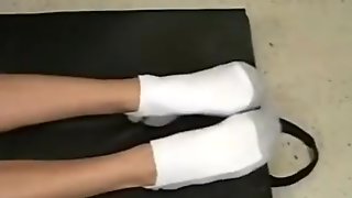 Hot Brunette Workout in sock