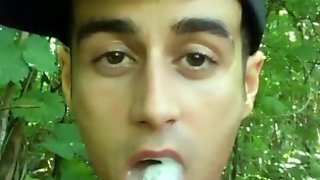 Skater boy swallows 3 strangers loads and makes cumfoam - solo HARD vid