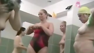 Group showering mothers on spy cam