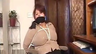 Elane bound, gagged, and mouth fucked