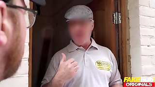 FAKE REMOVALS Fun with the Tossers gang as MILF and teen get fucked