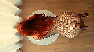 He Cums Too Fast Fucking me Doggy in Fishnet Bodysuit  Ginger Redhead Teen