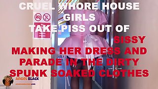 Cruel Brothel girls take piss out of sissy virgin loser dress up time