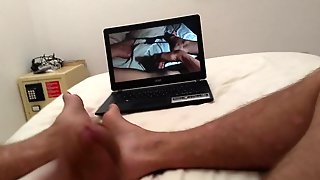 Guy jerks off watching his super sexy girlfriend masturbatine