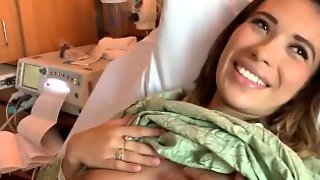 Diosaera in hospital shows her swollen pussy before delivery