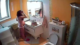 Pregnant wife in the toilet