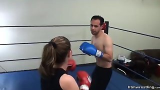 Femdom boxing beatdown wimp gets smashed