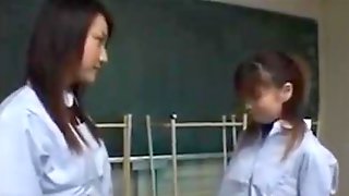 Bisexual Japanese Schoolgirls Kissing