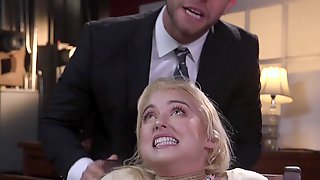 Deep throat blond slave gags