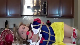 Blonde Woman tied on the kitchen table
