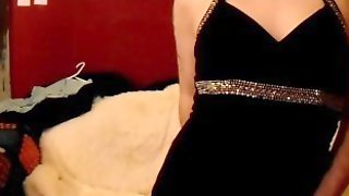 Sissy FtM Black Dress Strip & Pussy Tease