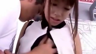 Pretty japanese girl surprised by 2 big cocks anf got fuck on the train
