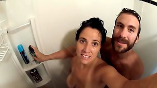 Soapy Handjob & Doggie Fuck, in the Shower. Closeup Go-Pro POV!