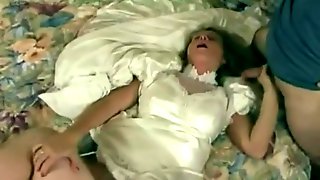MILF gets creampied by two horny guys