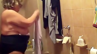Grandmother in the bathroom