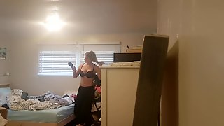 Real Hidden cam in young girls bedroom getting dressed for the day
