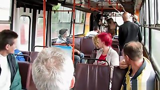 Blonde Euro slut fucked on public bus