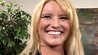 Super Cute Blonde Teen Barbie tries her first BBC and loves it!