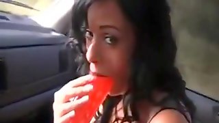 Milf Masturbates With A Dildo In The Car