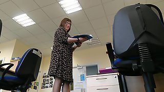 Teachers Legs 2 - spying on mature lady in the classroom
