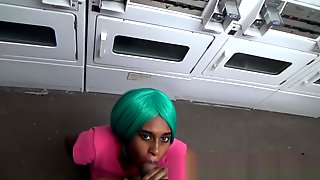 Fuck Stranger Ebony Teen Cute Amateur Blowjob Public In Laundromat Head 18