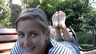 French barefeet blue eyed girl