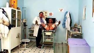 Blond granny open pussy and vagina checkup
