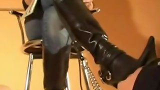 Licking dirty boots