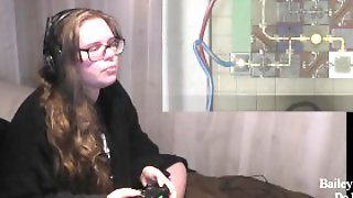 BBW Gamer Girl Drinks and Eats While Playing Resident Evil 2 Part 13