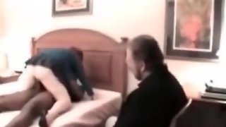 Cuckold sissy husband watching his wife fucked by BBC bulls