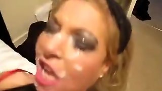 Facials while fucked by girl - British whore Blondie Blow