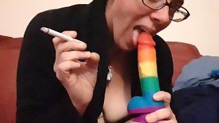 Shantastic smoking rainbow dildo fun