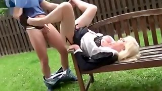 Filthy tranny is cock hungry in the park