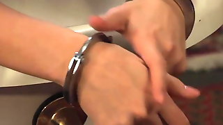 Handcuffed Lesbian Slave Washed And Shaved For Mistress