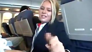 Stewardess Handjob and Blowing Off