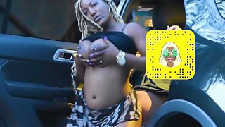 Car sex with milf with double D big tits