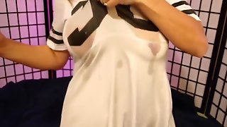Wet Tshirt with baby oil! Slow dripping oil on my wet pussy and juicy tits!