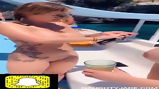 A couple of girls with butt connects dancing naked at vessel party