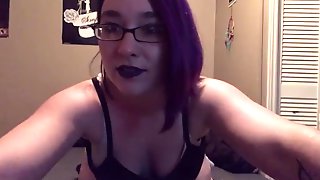 Emo Cutie Strips and plays with herself 