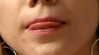 Hot mouth closeup spit on tongue fetish