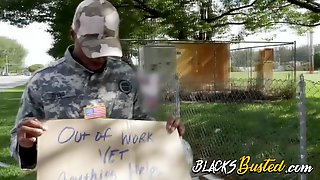 Military dude gets obligated by two cops