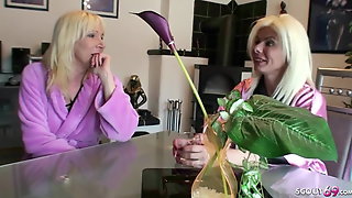 German Mom and Aunt Seduce Friend of Son Blow his Big Cock