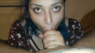 My gf Blue hair love cum in mouth (Sweatsaint)