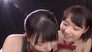 Ai Uehara and Karen Haruki get cum after giving head