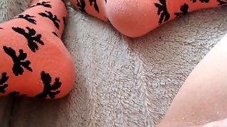 4K strong orgasm with masturbation in socks