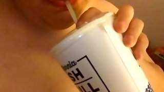 Chubby feedee girl eats cookies before bed and rubs big sexy stomach food 