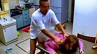 Asian wife provokes a fruit seller in front her husband and fucks him