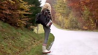 Young hitchhiker gets fucked in the wood